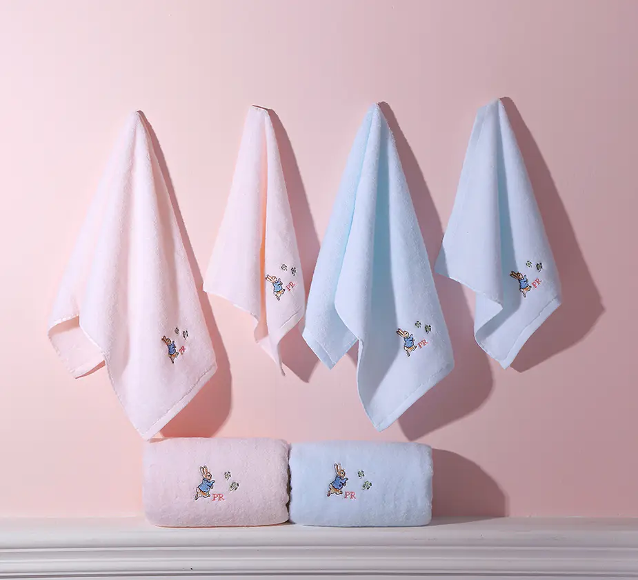 比得兔精梳棉毛巾三件套-粉色/蓝色